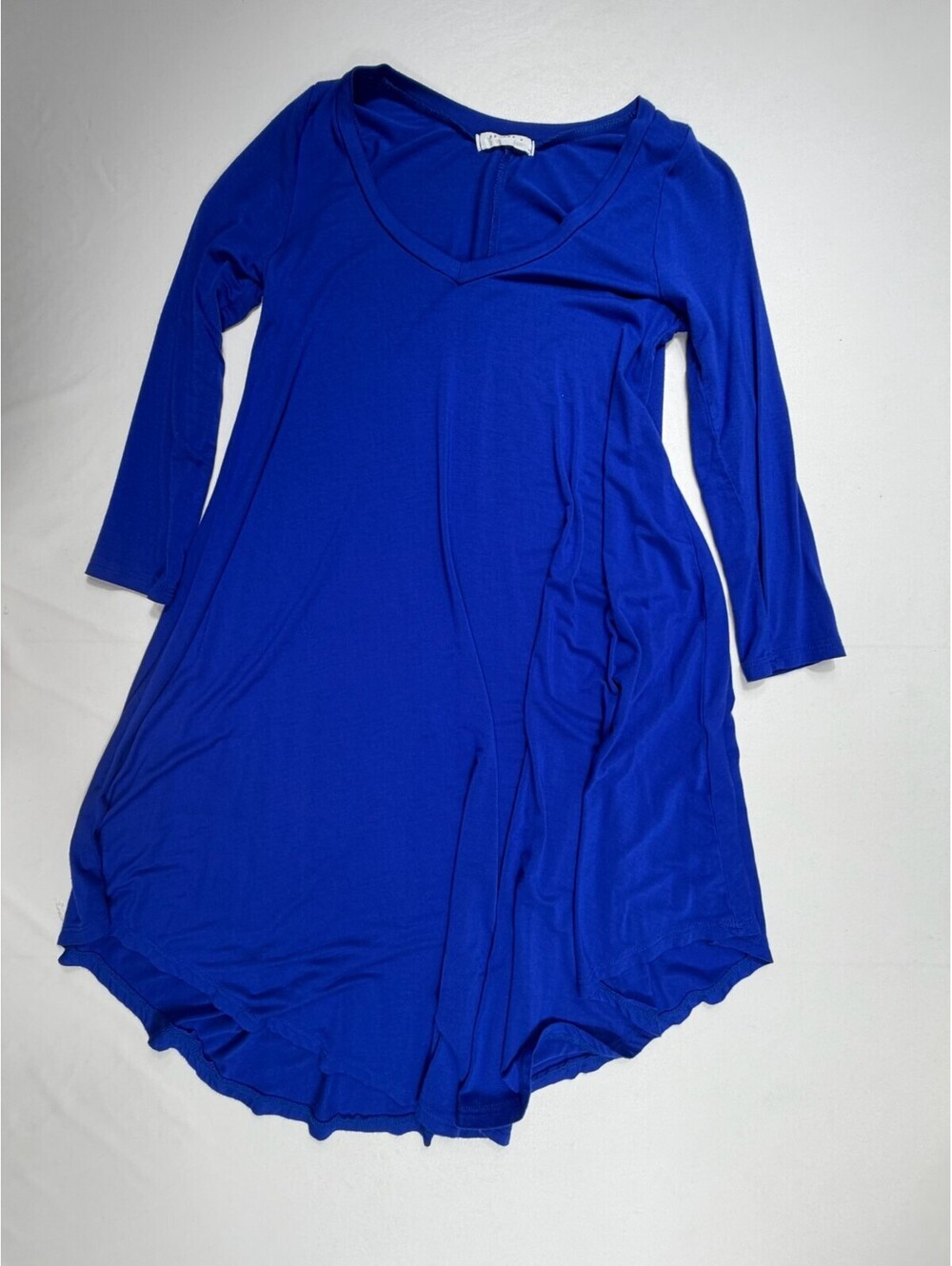 Reborn J Women's Blue Long Sleeve V-Neck Dress Small